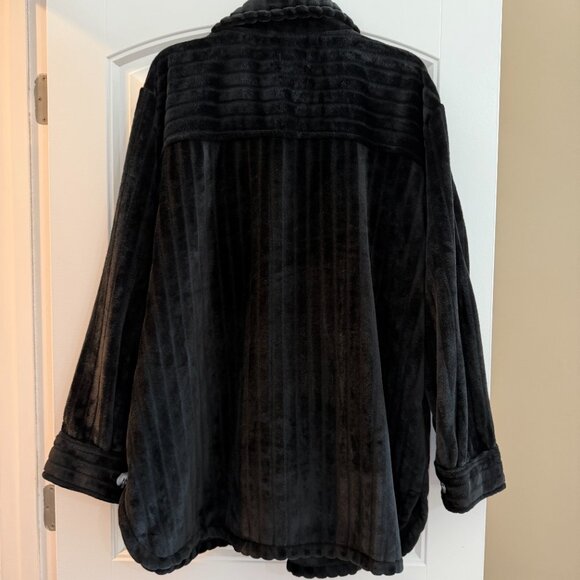 Softies Button Down Embossed Plush Jacket (Black) - Picture 3 of 8